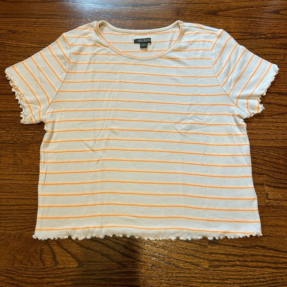 Orange Striped Short Sleeve Top
